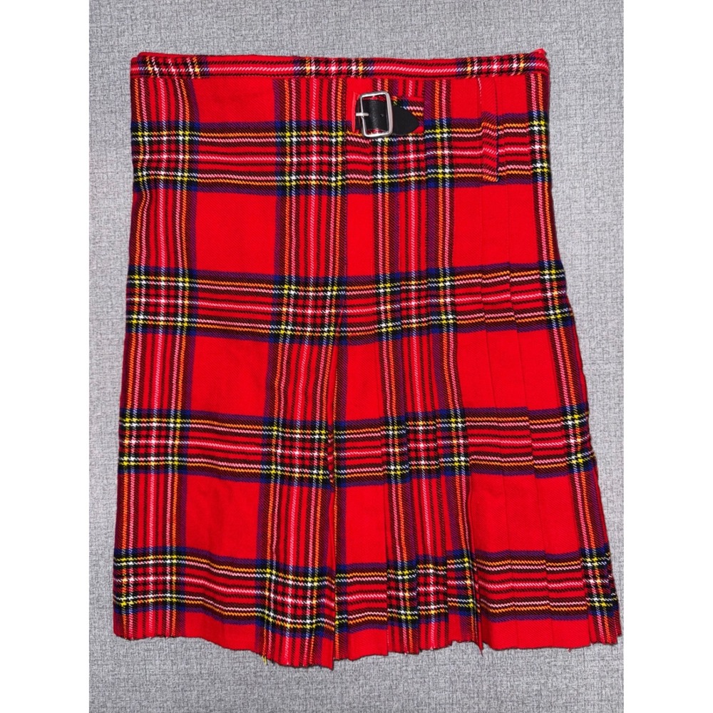 Unbranded 34 Kilt Red Royal Stewart Tartan Plaid Buckle Straps Pleated Wool